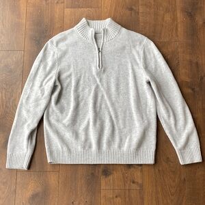 Sonoma Men’s Light Gray Half-Zip Cotton-Acrylic Sweater XL Pullover Top